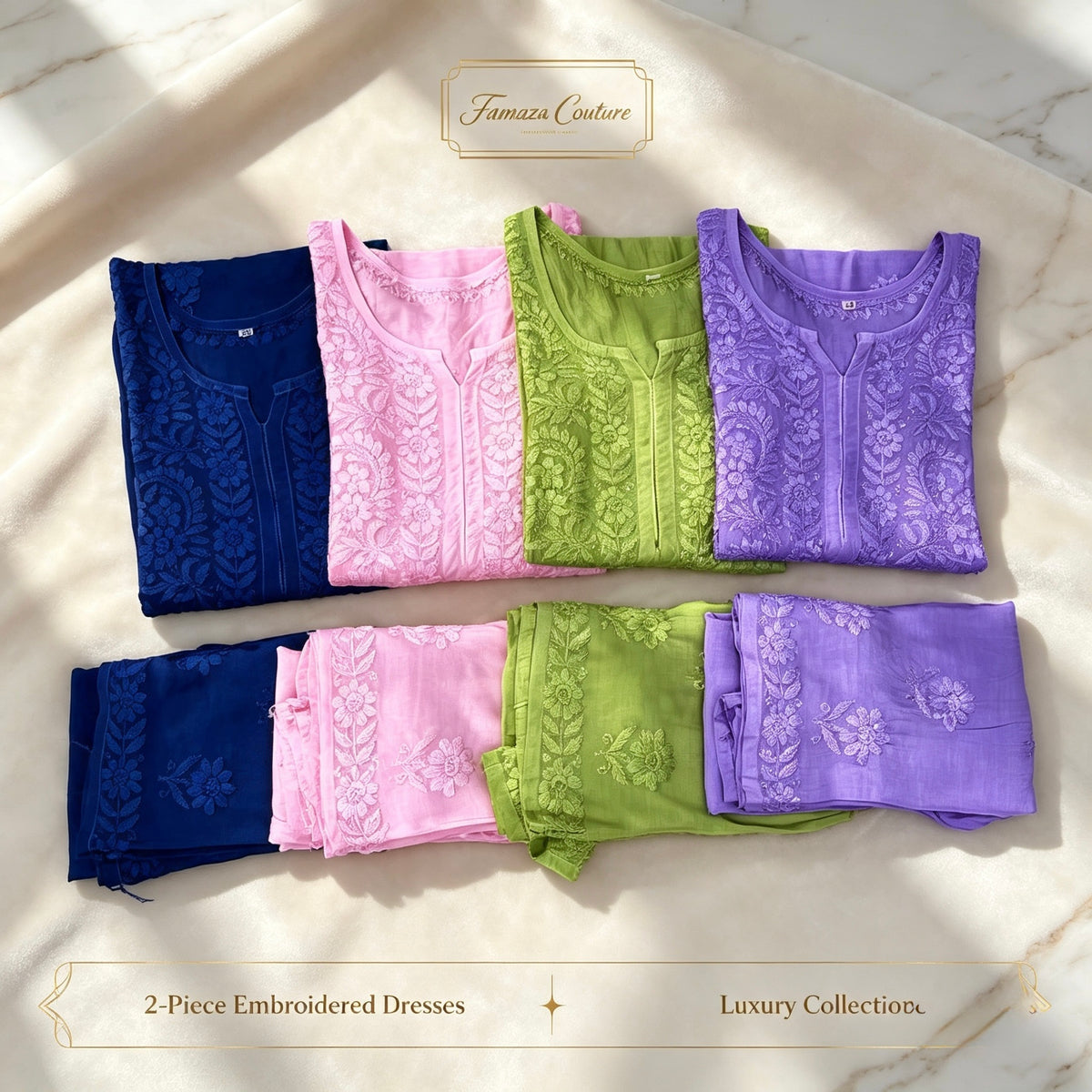 The Chandni Nazakat 3D Chikankari Modal Muslin Silk Set