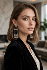 Vintage Scarlet Silver Heritage Oxidised Earrings | Famaza Couture