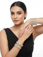 Handmade Dual-Tone Floral Trefoil Bangle Set – Gold & Silver Slip-On Kadas ✨