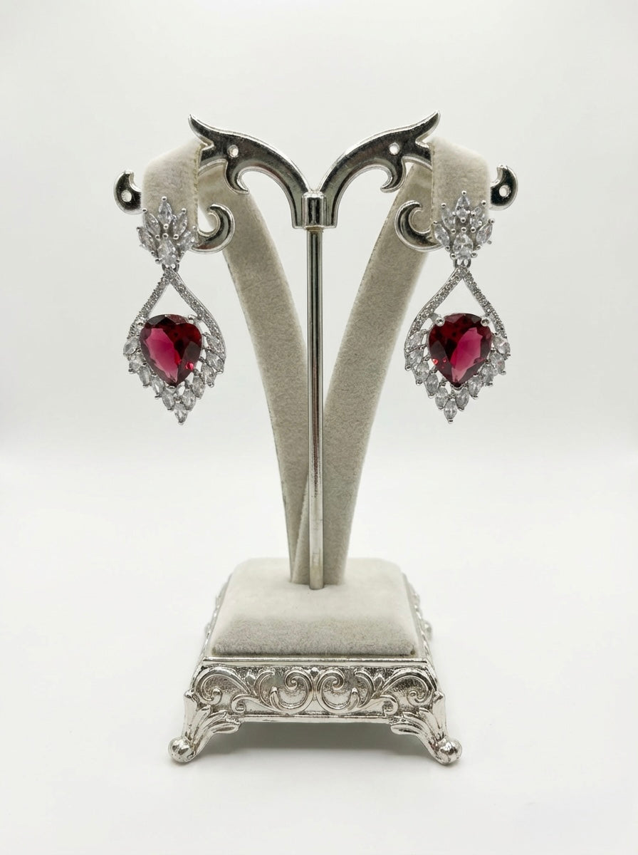 American Diamond Heart Stone Earrings |Heart-Shaped Earrings Earrings