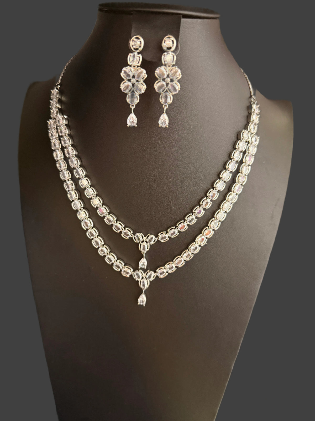 The Regal Majesty Double Layer AD Jewellery Set - Premium Luxury Jewellery | Famaza Couture