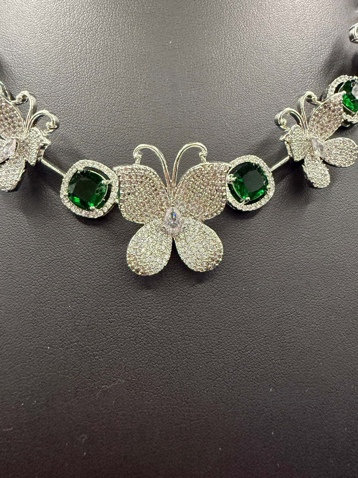 American Diamond Necklace Set with earring |3D Butterfly design