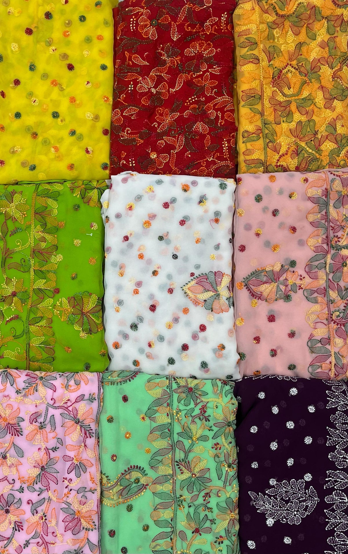 Georgette Saree with chikankari Keel Jaal Embroidery – Elegant Palla Work | Famaza Couture