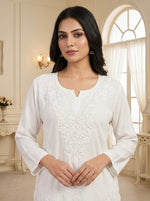 The Imperial Pearl White Tunic — Ghaspatti Hand-Embroidered Modal Kurti