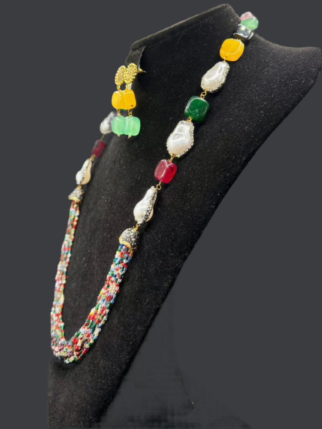 Bollywood Style Monalisa Stone & Crystal Beaded Mala Set | Regal Jewellery – Famaza Couture