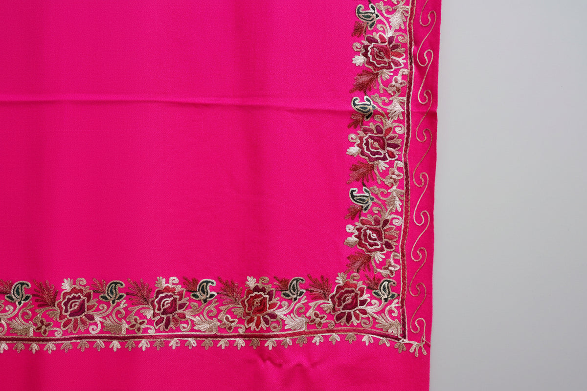 Kashmiri Embroidered Pashmina Scarf/Shawl | Luxurious Aari Work – Famaza Couture