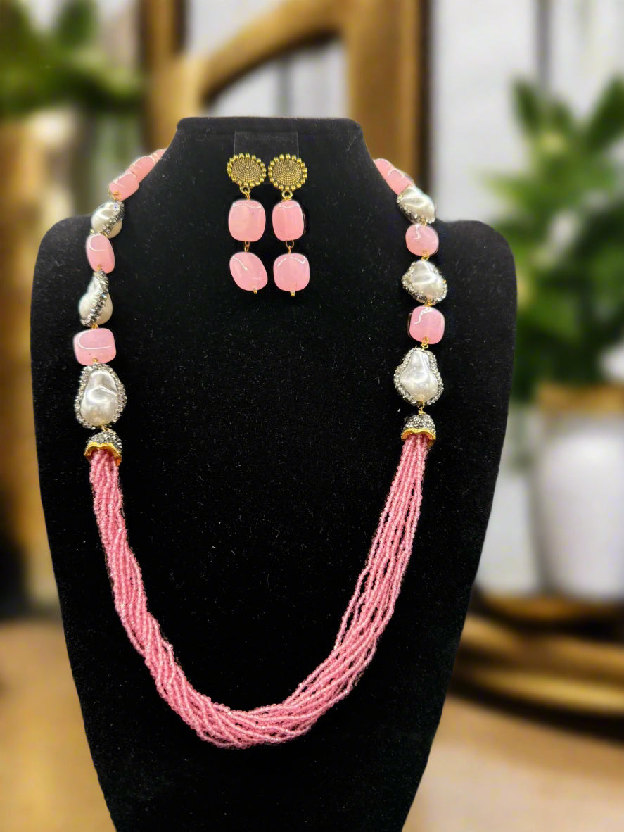 Bollywood Style Monalisa Stone & Crystal Beaded Mala Set | Regal Jewellery – Famaza Couture