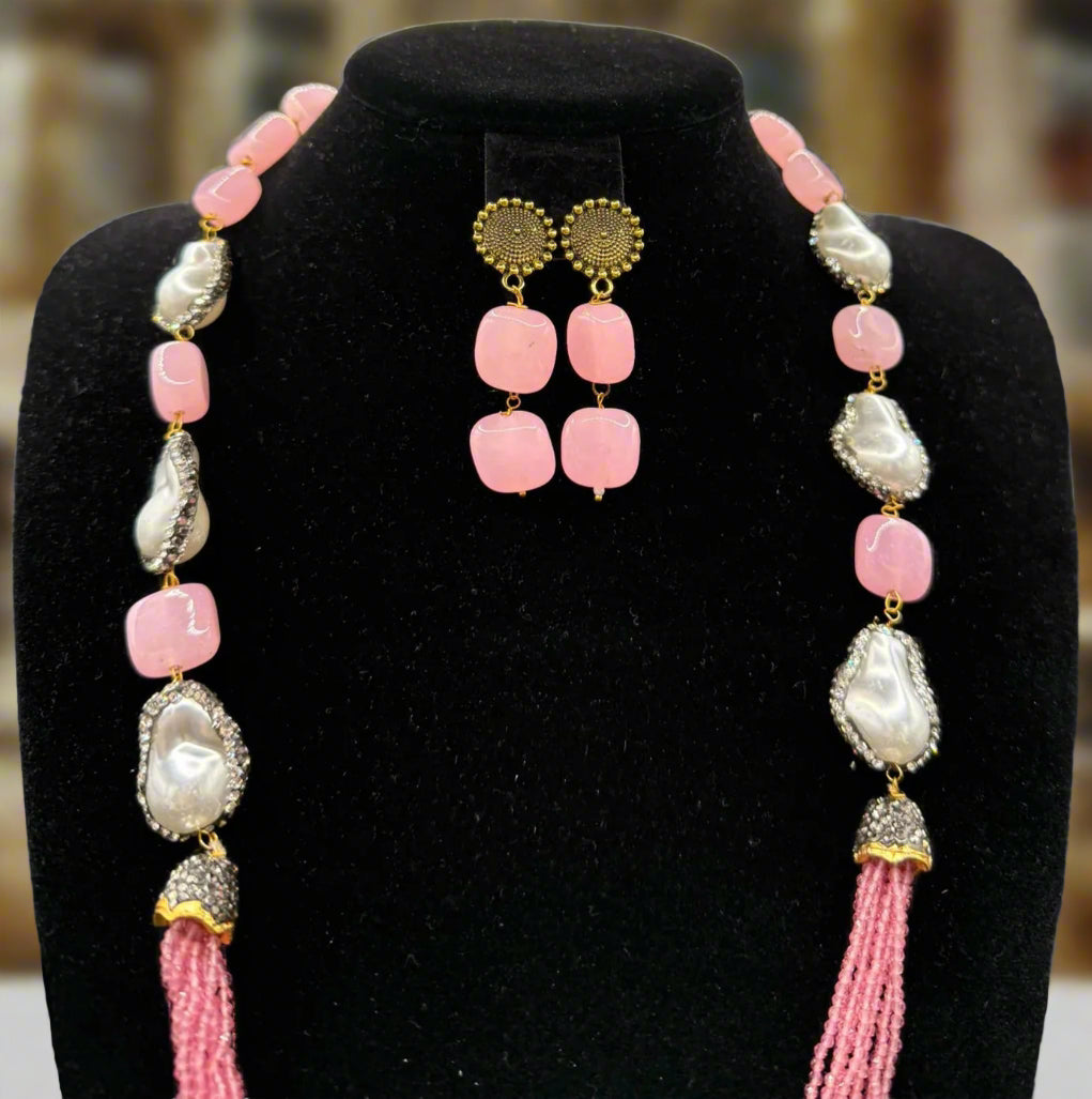 Bollywood Style Monalisa Stone & Crystal Beaded Mala Set | Regal Jewellery – Famaza Couture