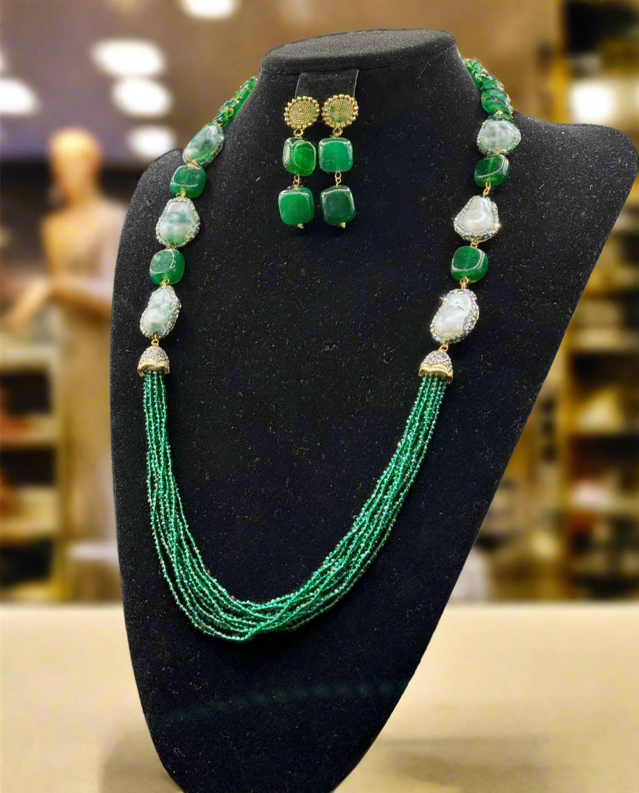 Bollywood Style Monalisa Stone & Crystal Beaded Mala Set | Regal Jewellery – Famaza Couture