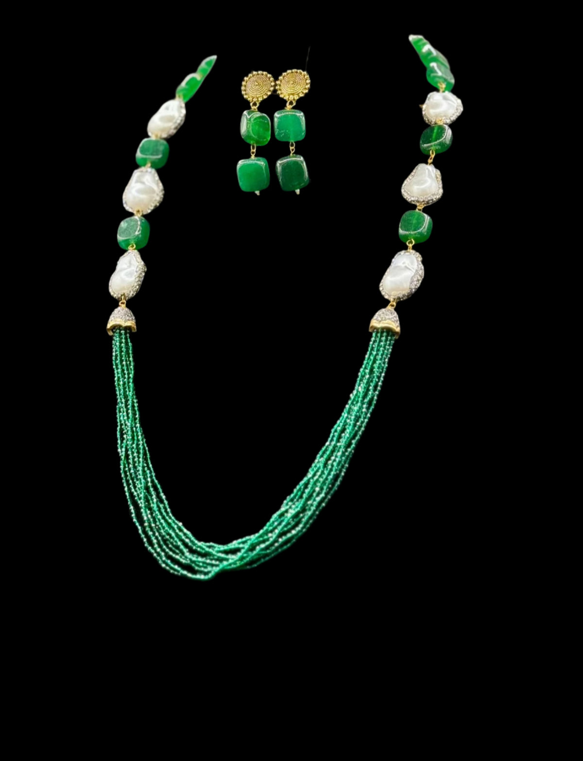 Bollywood Style Monalisa Stone & Crystal Beaded Mala Set | Regal Jewellery – Famaza Couture