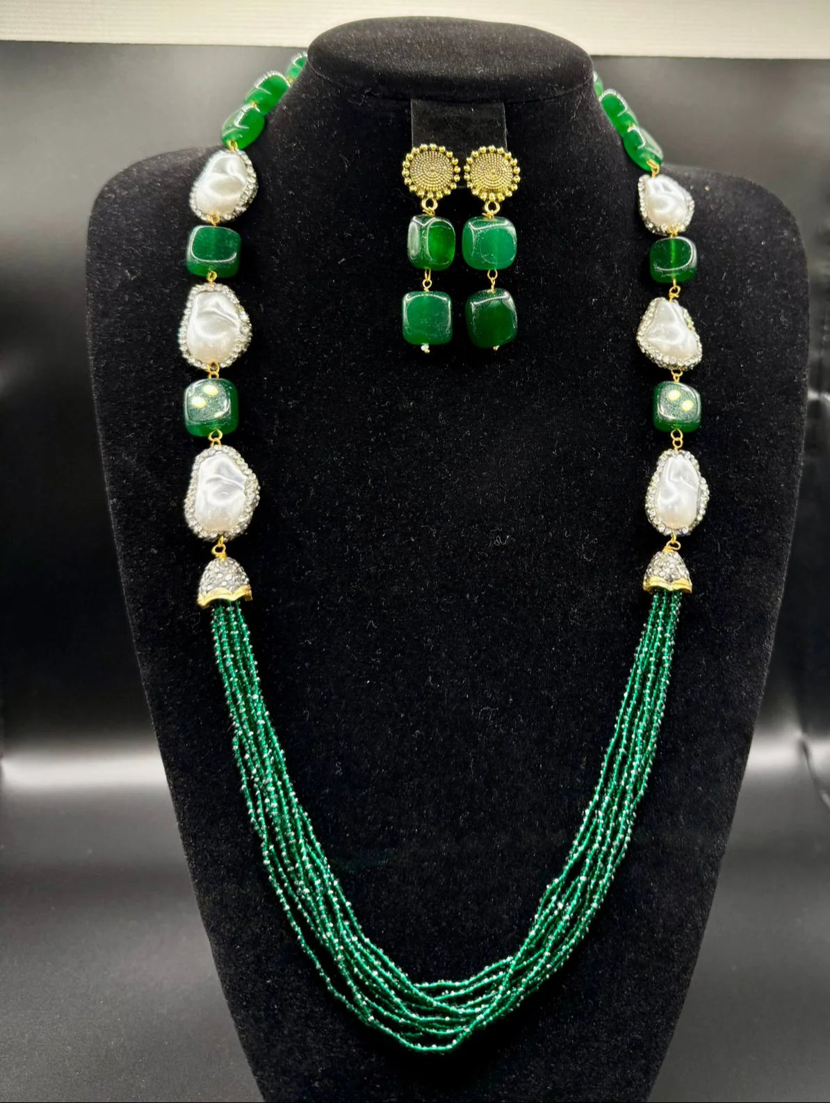 Bollywood Style Monalisa Stone & Crystal Beaded Mala Set | Regal Jewellery – Famaza Couture