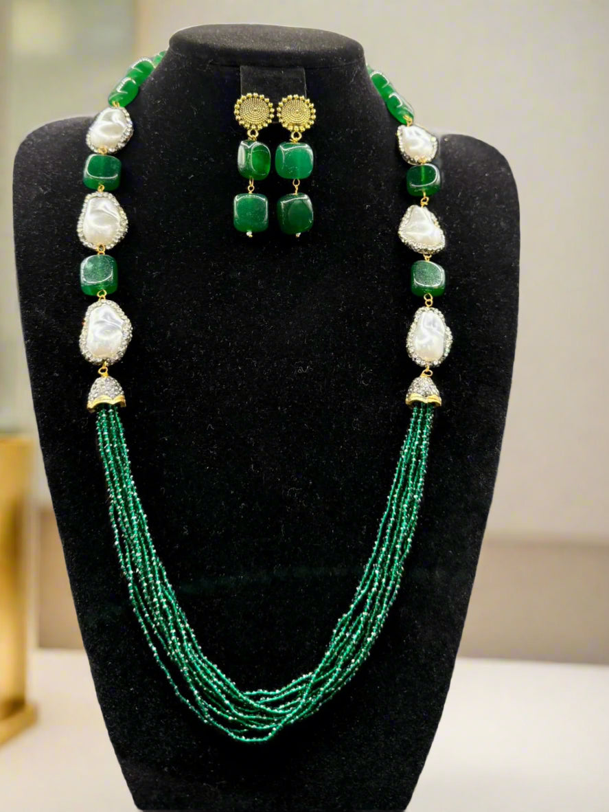 Bollywood Style Monalisa Stone & Crystal Beaded Mala Set | Regal Jewellery – Famaza Couture
