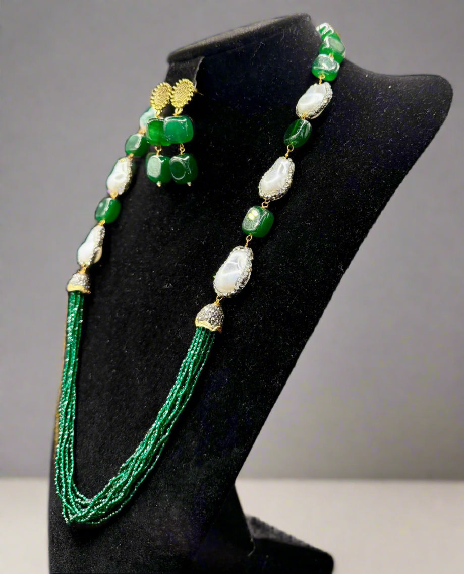 Bollywood Style Monalisa Stone & Crystal Beaded Mala Set | Regal Jewellery – Famaza Couture