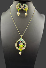 Peacock Pendants Set with earrings | Peacock sitting on swing– Famaza Couture