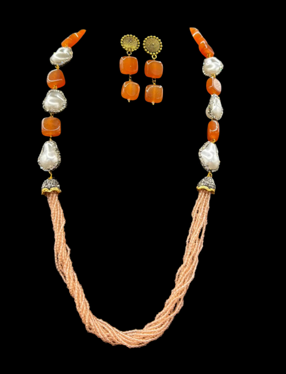 Bollywood Style Monalisa Stone & Crystal Beaded Mala Set | Regal Jewellery – Famaza Couture