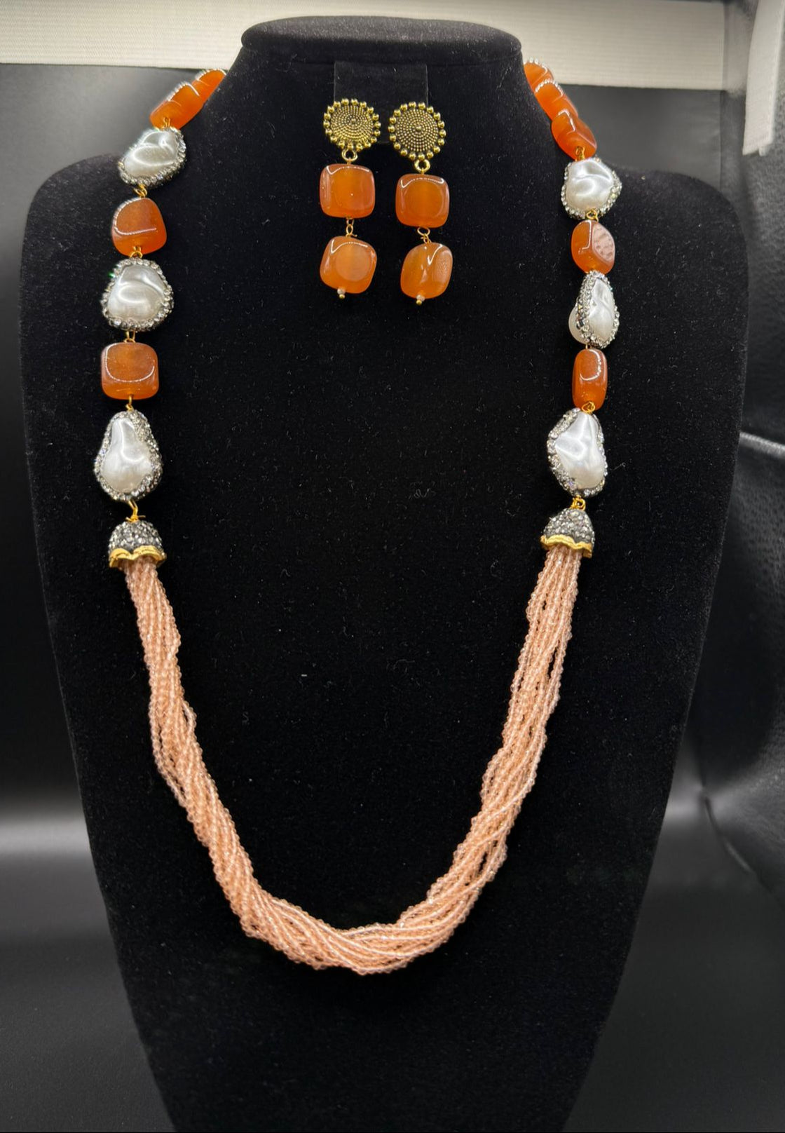 Bollywood Style Monalisa Stone & Crystal Beaded Mala Set | Regal Jewellery – Famaza Couture