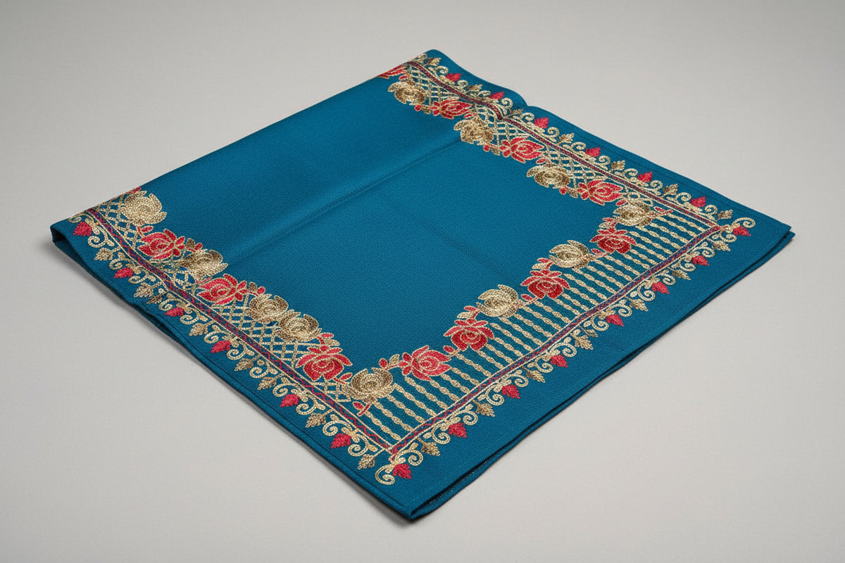 Kashmiri Rose Embroidered Pashmina Scarf/Shawl | Luxurious Aari Work – Famaza Couture