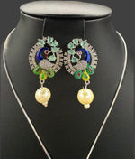 Peacock Pendants Set with earrings | Peacock sitting on swing– Famaza Couture