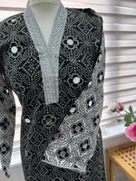 Traditional Ajrak Sindhi Kurta/Dress - Black/White