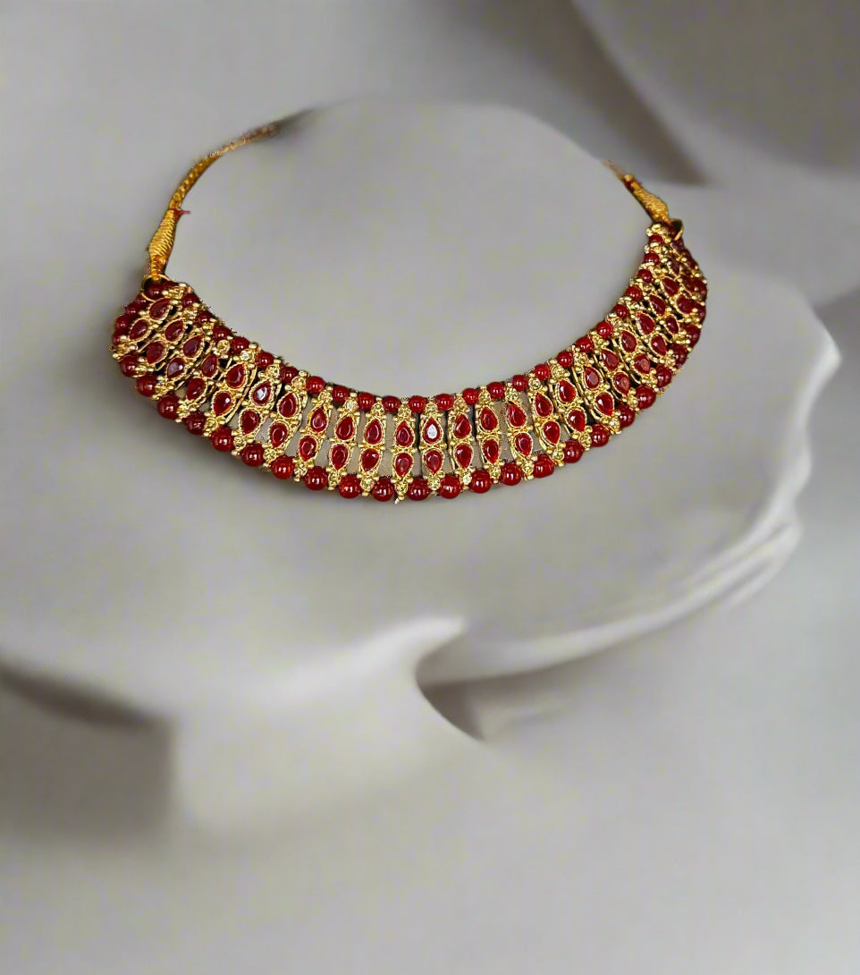 Red Choker Necklace | Elegant Party & Bridal Jewellery – Famaza Couture