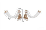 Luxury Kundan Jhumka Earrings with Multi-Layer Pearl Saharey | Bridal Ear-Chains