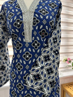 Traditional Ajrak Sindhi Kurta/Dress - Blue/White