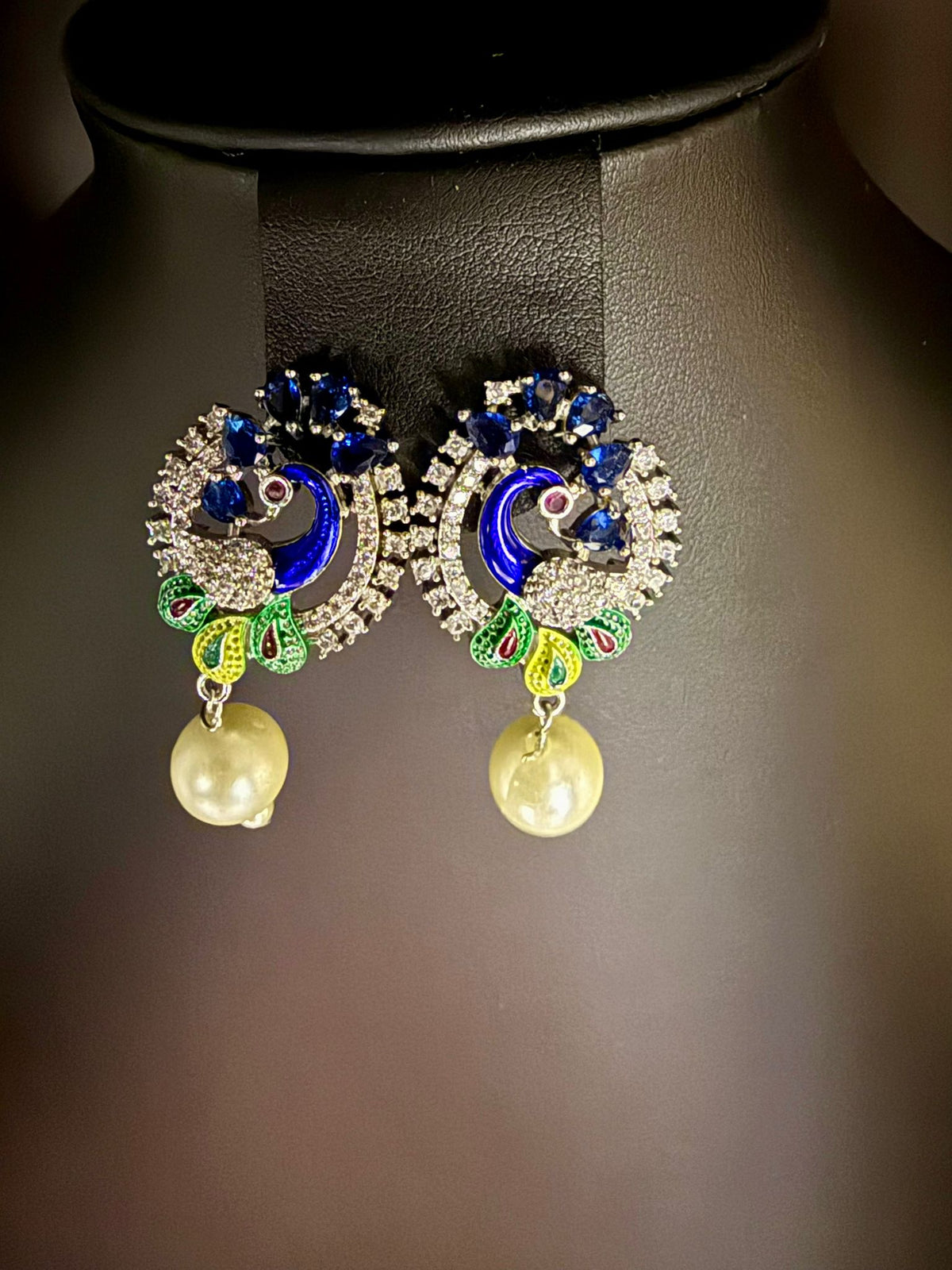 Peacock Pendants Set with earrings | Peacock sitting on swing– Famaza Couture