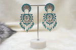 Oxidised Sky Blue Stone Dangling Earrings | Handmade Jewellery | Famaza Couture London