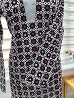 Traditional Ajrak Sindhi Kurta/Dress - Maroon/White