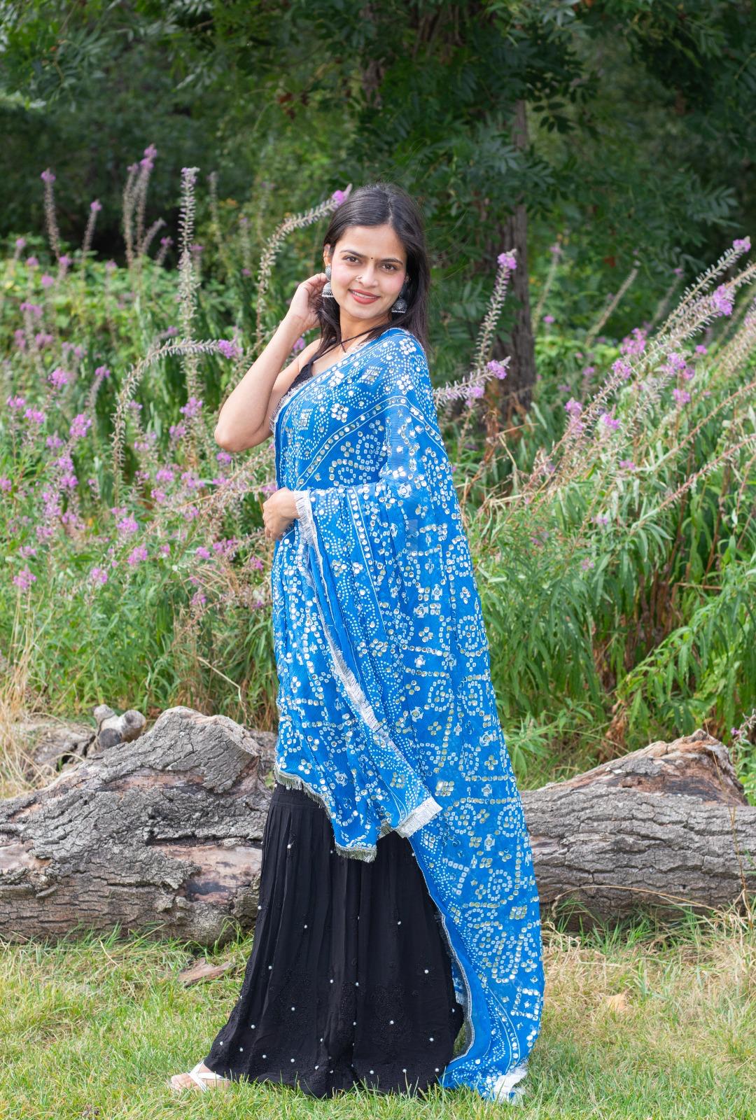Bhandhani Dupatta/Chunni/Urrhni/Scarf - Blue