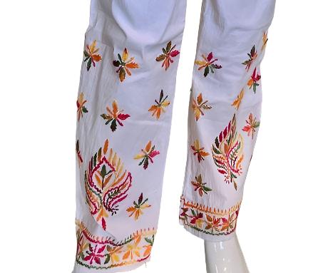 Cotton Multi-Thread Embroidery Pants for Women