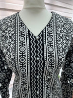 Traditional Ajrak Sindhi Kurta/Dress - Black/White