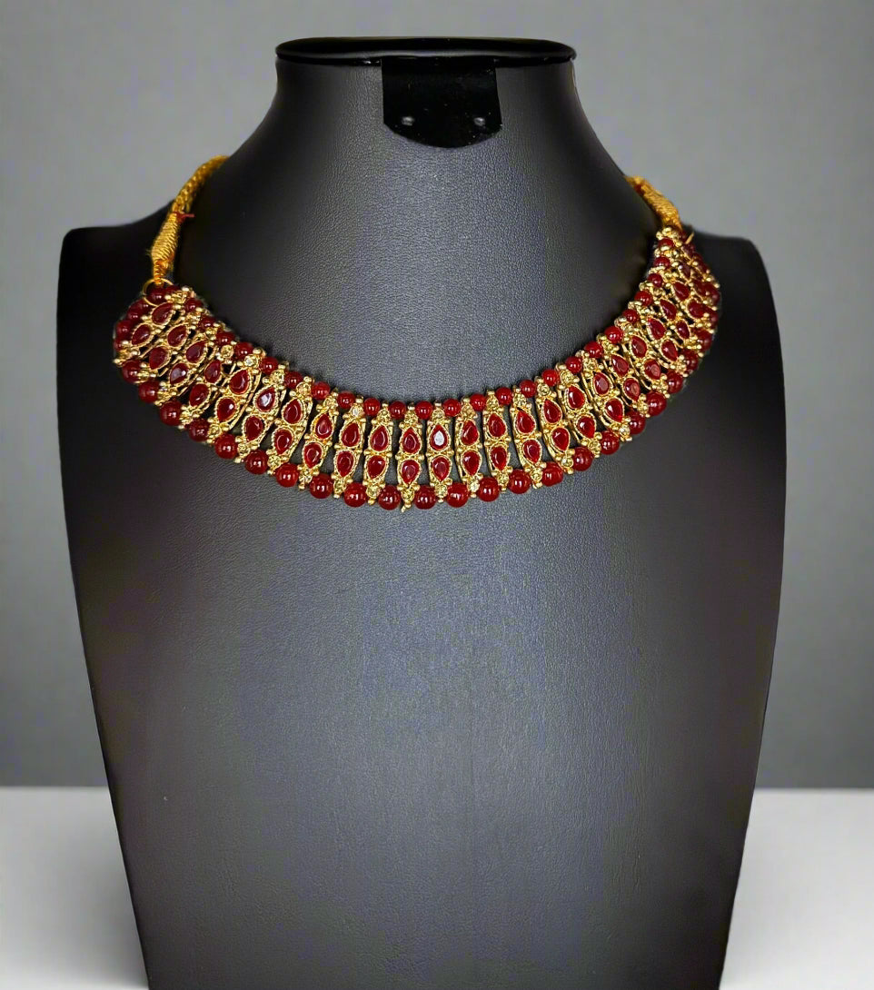 Red Choker Necklace | Elegant Party & Bridal Jewellery – Famaza Couture