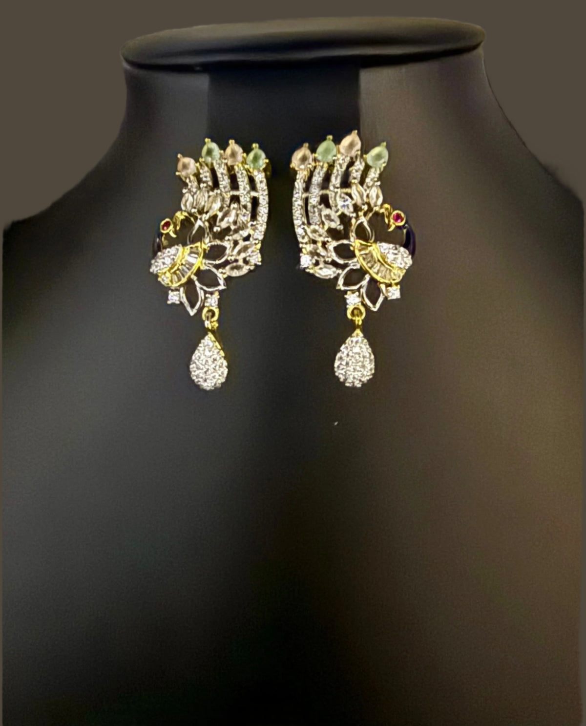 Peacock Pendants Set with earrings | Peacock full wing open– Famaza Couture