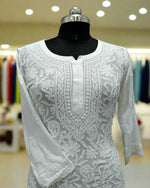 Viscose Chikankari Kurti | White on White | Short Indian Top