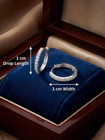 Silver Finish AD White Stone Curved Stud Earrings - Drop length is 2cm