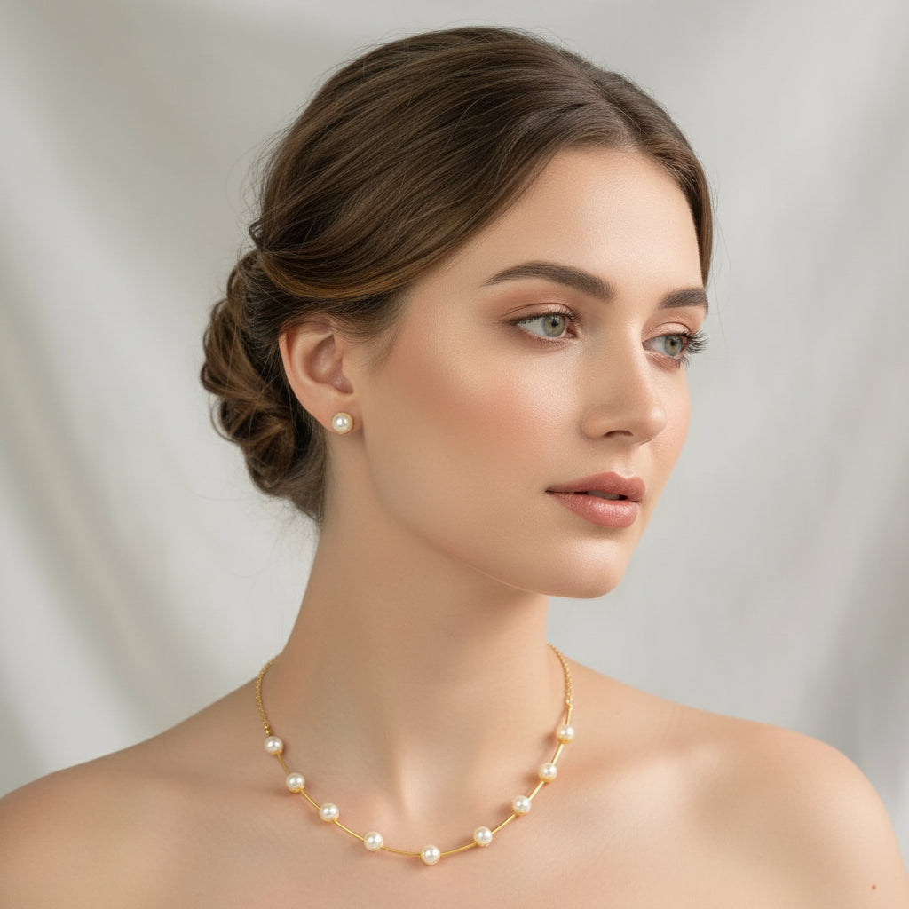 Pearl Choker necklace set | Spotlight necklace– Famaza Couture