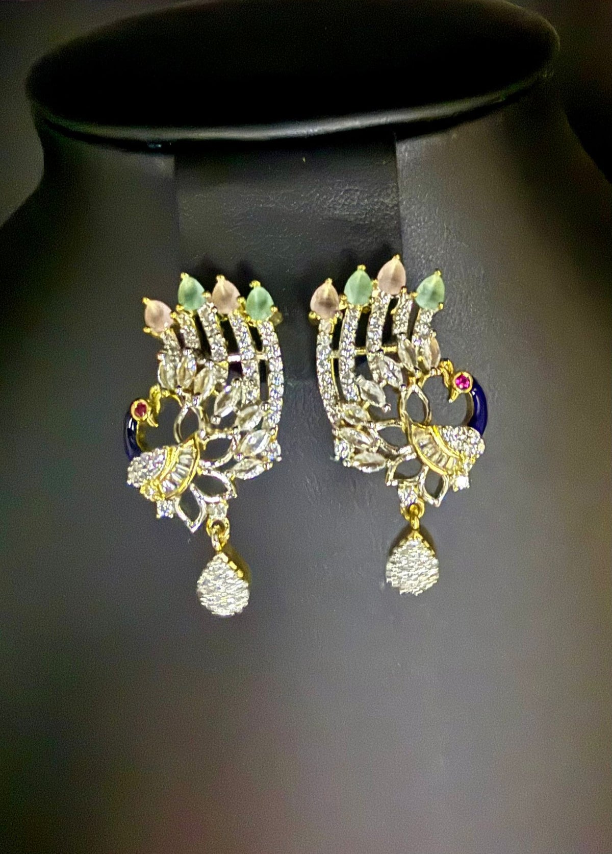 Peacock Pendants Set with earrings | Peacock full wing open– Famaza Couture