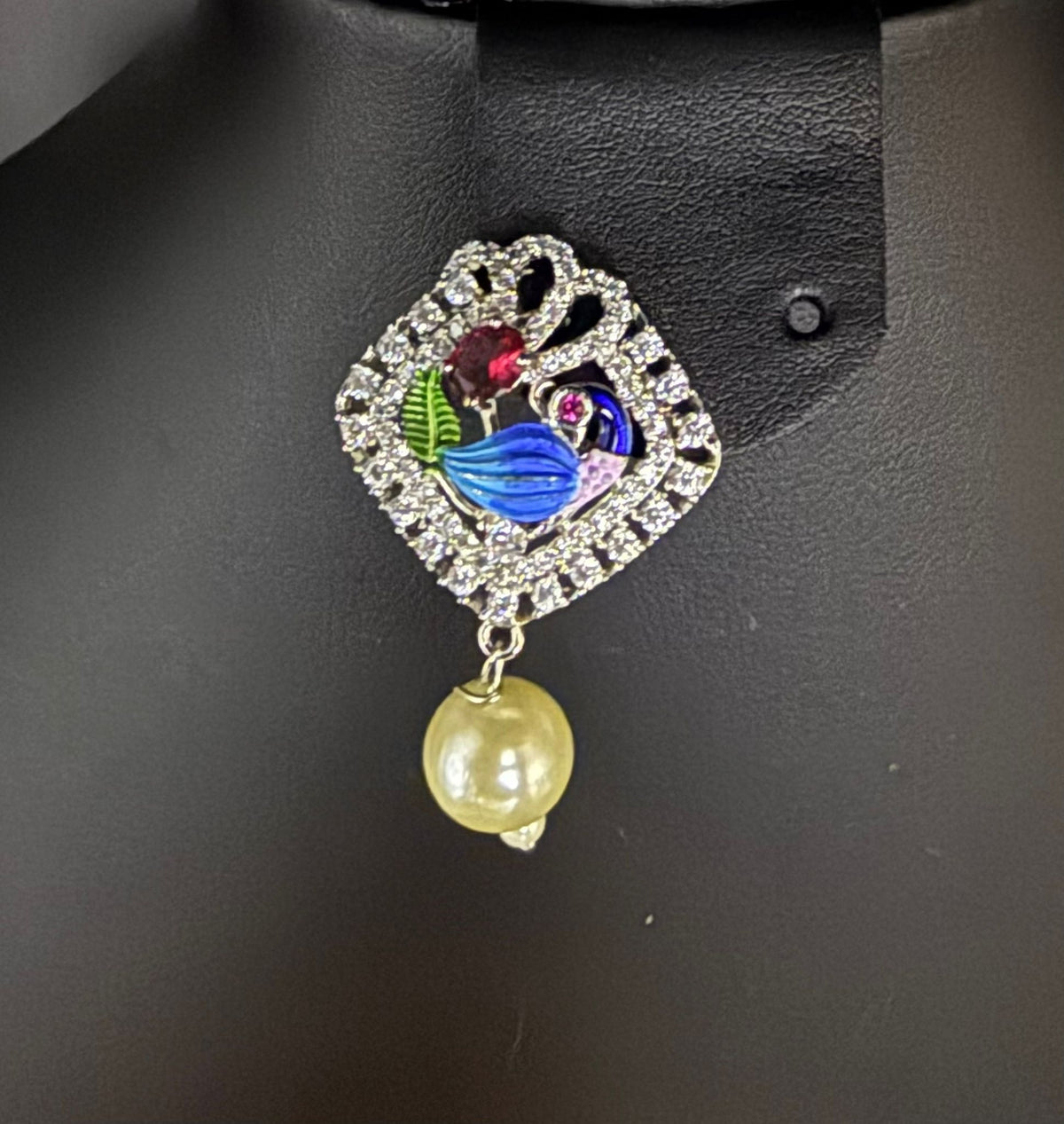 Peacock Pendants Set with earrings | Elegant brooch Design – Famaza Couture