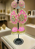 Meenakari Ambi long Jhumka Earrings | Lightweight Handcrafted Bridal Jewellery – Famaza Couture