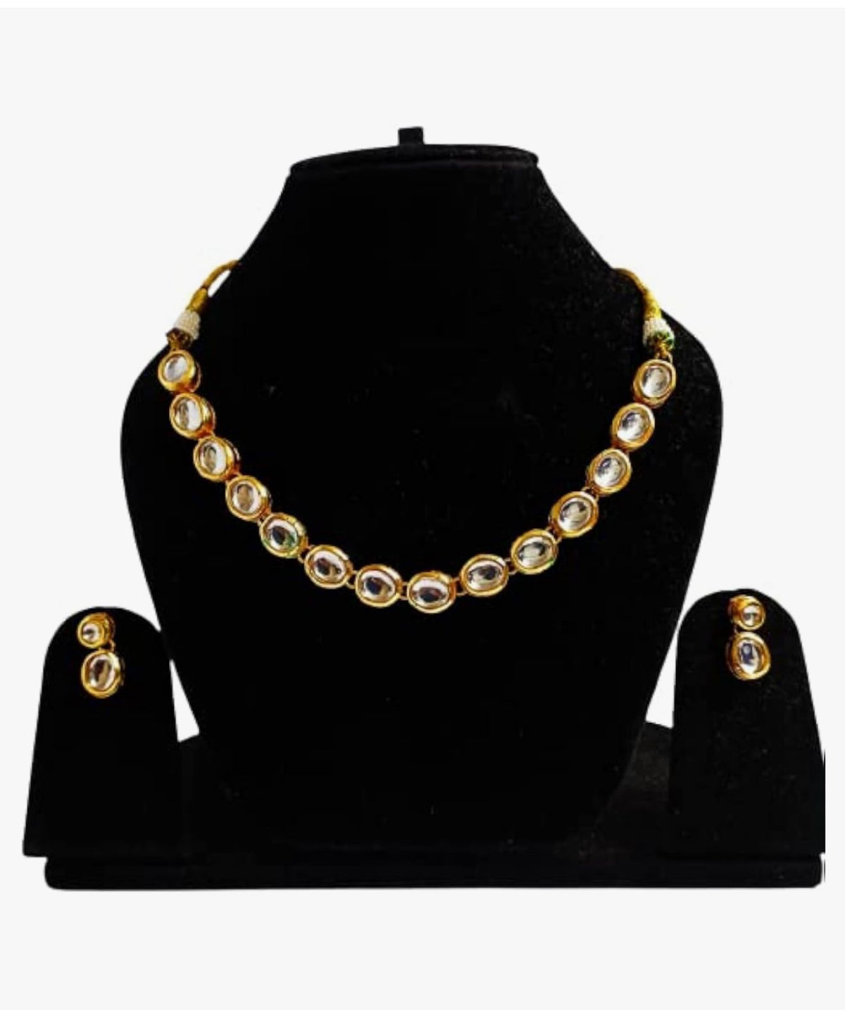 Gold plated Kundun sleek Choker Necklace set | Elegant Party & Bridal Jewellery – Famaza Couture