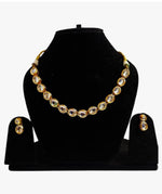 Gold plated Kundun sleek Choker Necklace set | Elegant Party & Bridal Jewellery – Famaza Couture
