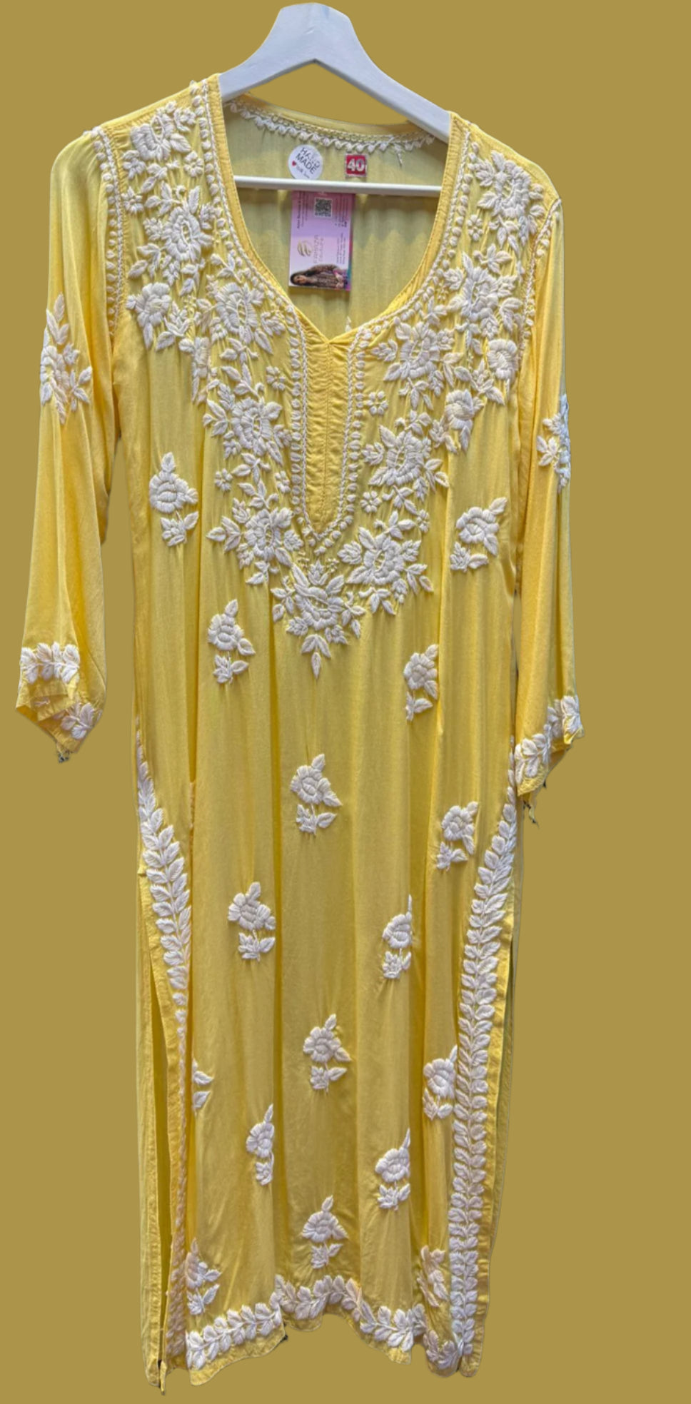 Chikankari Kurti/Shirt/Top - Modal - Ghass Patti Work - Full Border