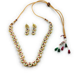 Gold plated Kundun sleek Choker Necklace set | Elegant Party & Bridal Jewellery – Famaza Couture