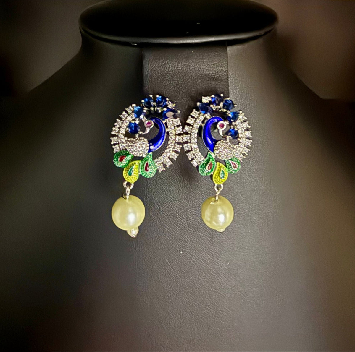 Peacock Pendants Set with earrings | Peacock sitting on swing– Famaza Couture