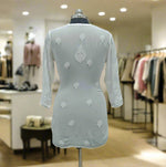Viscose Chikankari Kurti | White on White | Short Indian Top
