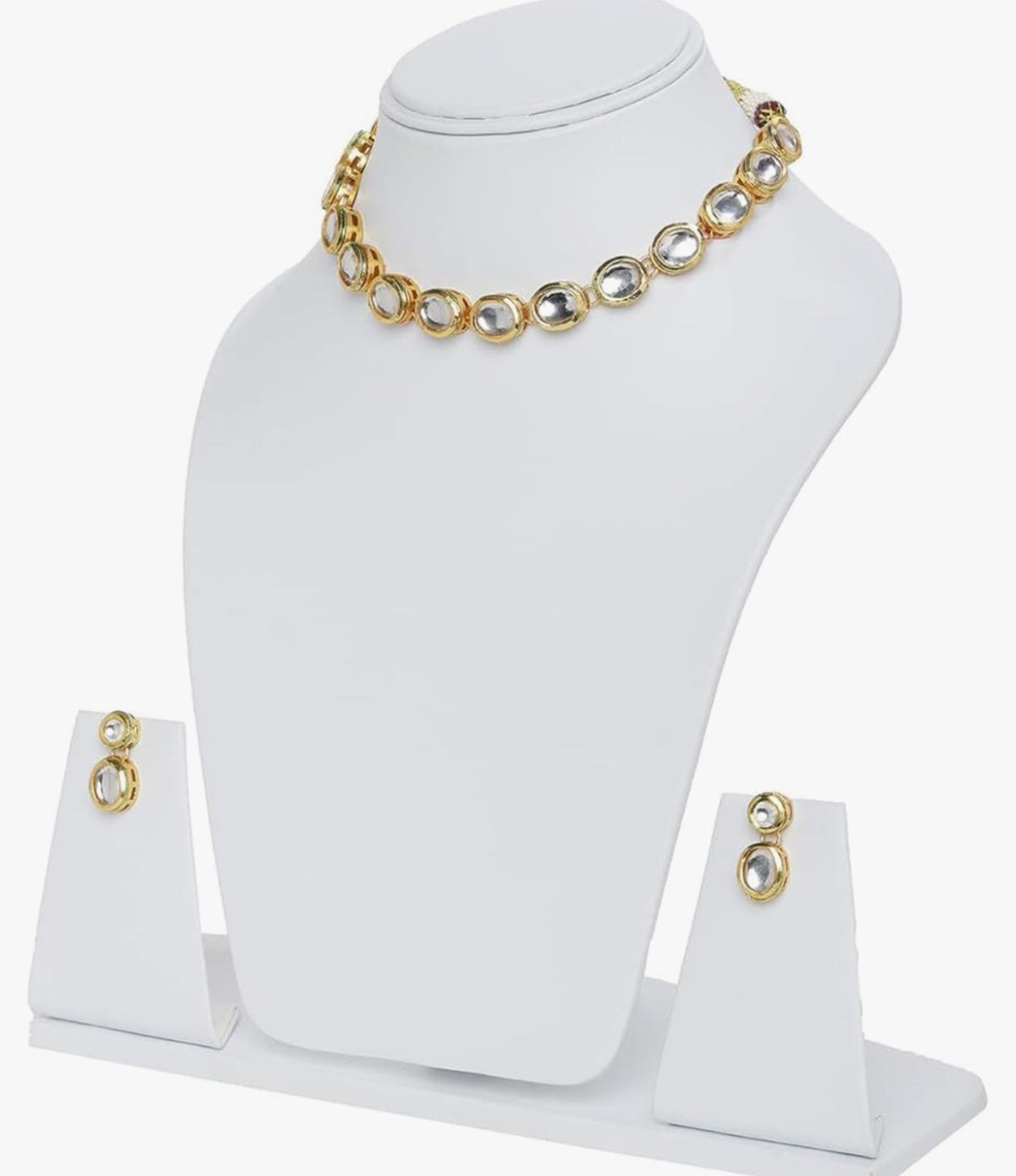 Gold plated Kundun sleek Choker Necklace set | Elegant Party & Bridal Jewellery – Famaza Couture