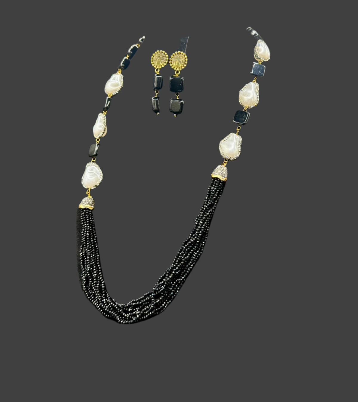 Bollywood Style Monalisa Stone & Crystal Beaded Mala Set | Regal Jewellery – Famaza Couture