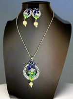 Peacock Pendants Set with earrings | Peacock sitting on swing– Famaza Couture