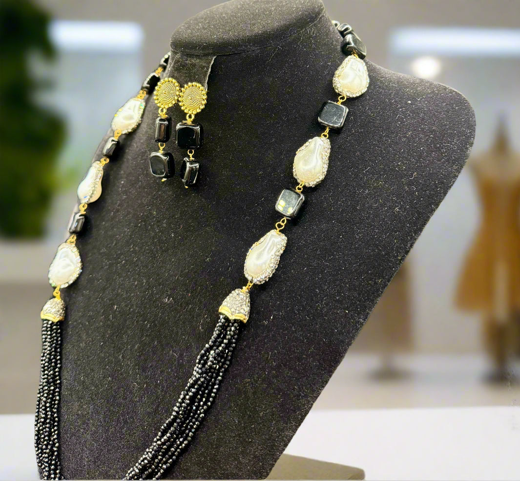 Bollywood Style Monalisa Stone & Crystal Beaded Mala Set | Regal Jewellery – Famaza Couture